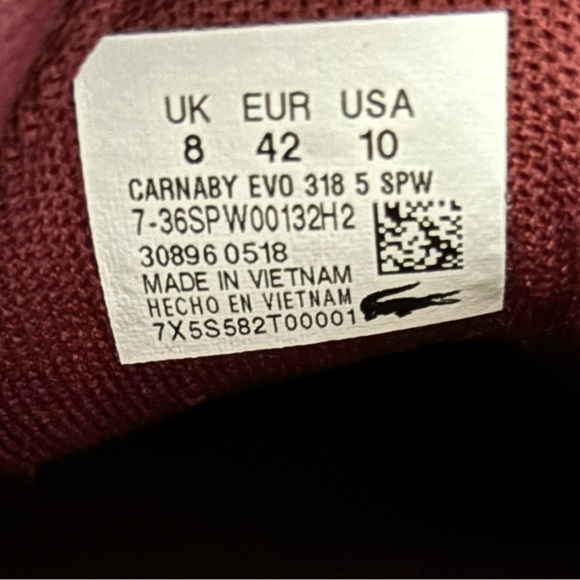 Lacoste Stylish Burgundy Sneakers - Picture 5 of 5